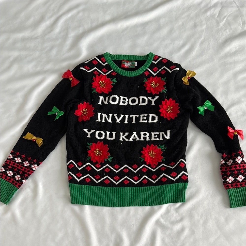 Spencer's Ugly Christmas Sweater "Nobody Invited You Karen" Sz M‎